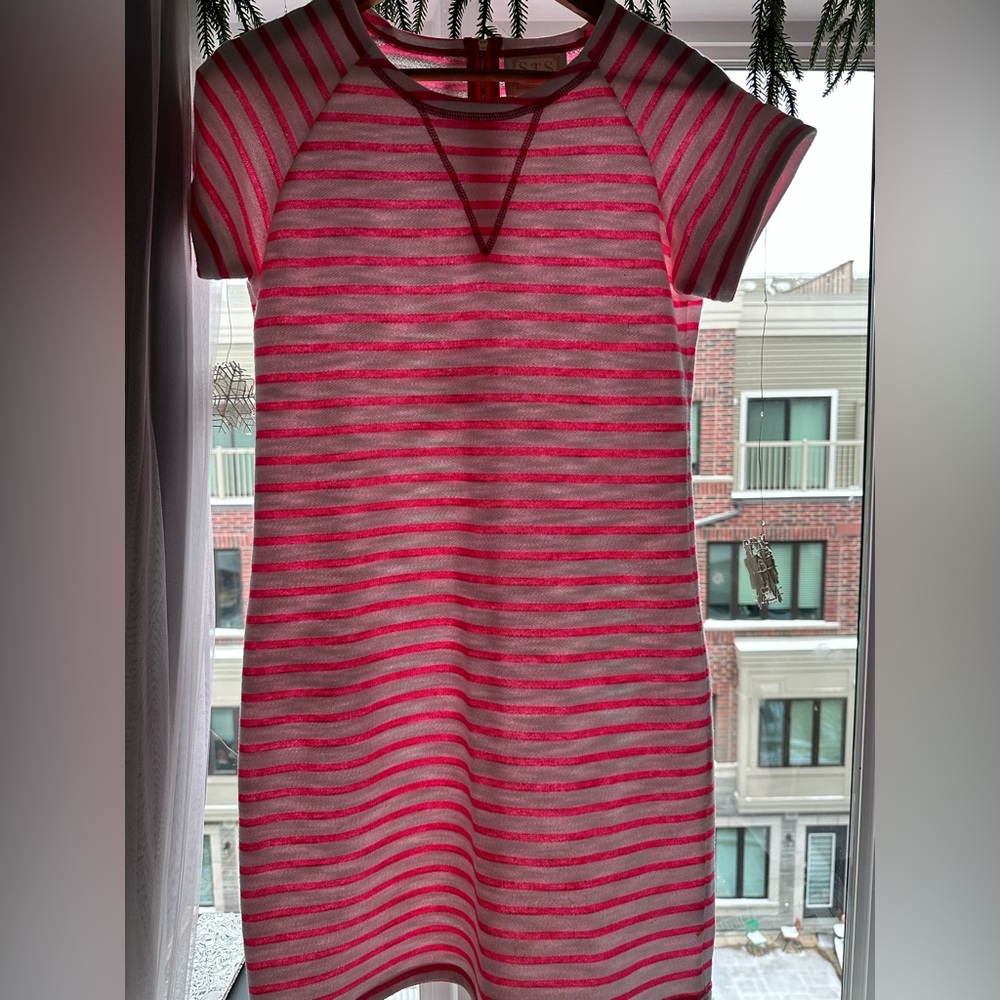Chic Striped Pink and White Dress - Small - Sail to Sable